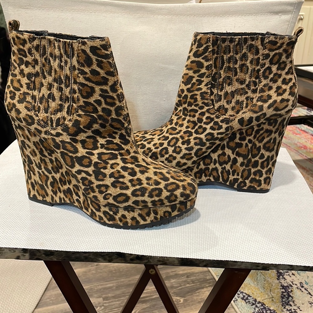 BCBGeneration Cheetah Wedge Booties. Size 8 1/2 worn once
